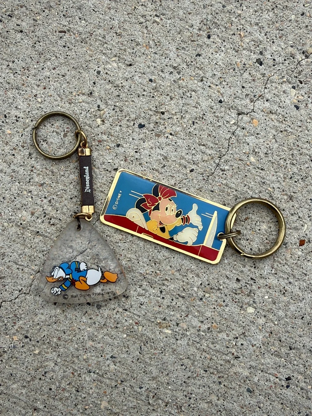 Vintage Disney Keychain Lot - Minnie Mouse Enamel & Donald Duck Acrylic Fob